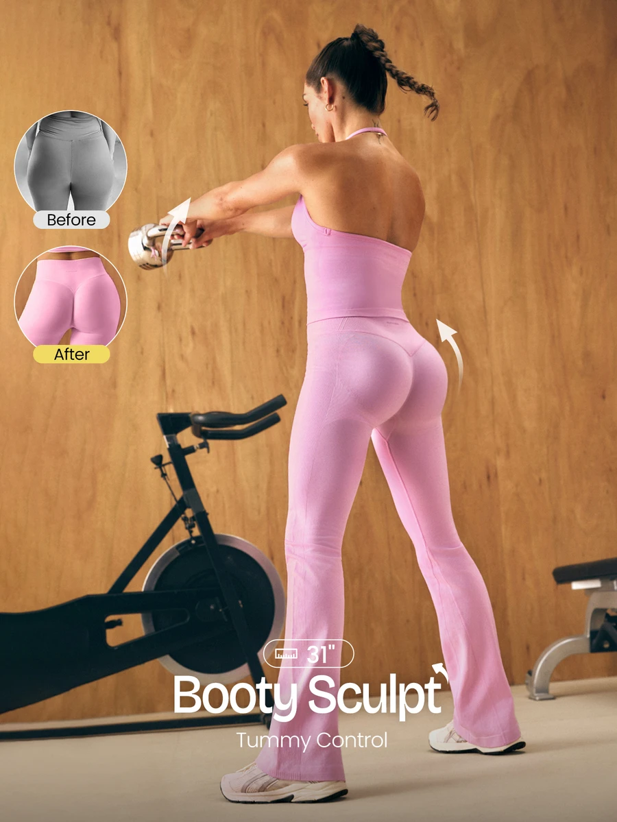 GLOWMODE 31" Leggings de cintura alta ultrasuaves y sin costuras con efecto moldeador, elevación de glúteos y doble capa de compresión, adecuados para entrenamiento de impacto medio, uso en gimnasio y verano