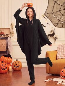 CoupledUp Piyama Bulu Motif Kelelawar Halloween - Hitam - View 7