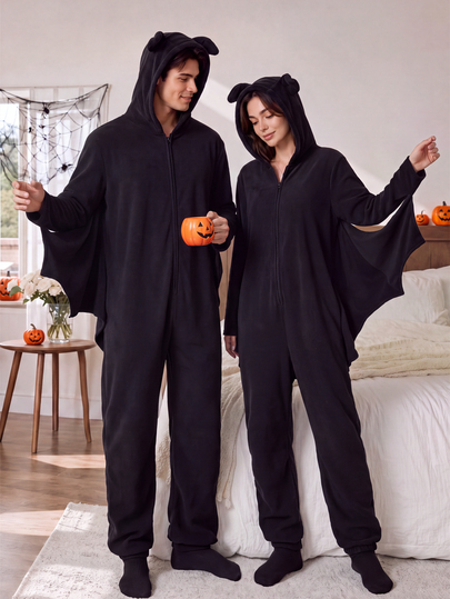 CoupledUp Halloween Bat Pattern Fleece Pajamas