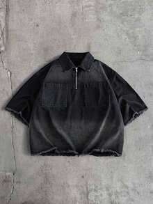 AXEPEAK Men's Casual Versatile Everyday Denim Jacket With Turn-Down Collar - Black - View 6