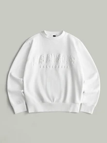 Daypath White 70% Cotton Crew Neck Pullover Sweatshirt, 3D Brooklyn Graphic Design - White - View 9