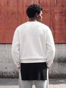 Daypath White 70% Cotton Crew Neck Pullover Sweatshirt, 3D Brooklyn Graphic Design - White - View 4