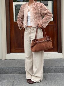 SHEIN EZwear Leopard Print Faux Fur Coat For Women - Camel - View 6