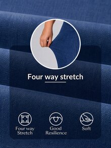 Flexra Summer Casual Sports Wide Leg High Waist Tummy Control Blue Gym Stretchy Denim Flattering Going Out Plus Size Jeans For Women - Medium Wash - View 6
