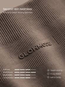 GLOWMODE 5英寸超细柔软无缝夏季塑形高腰双层包裹塑形修身中长款骑行短裤，提臀压缩中等强度训练健身房日常穿着 - 卡其色 - 查看 8