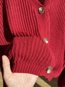 Comfortcana Sweater Pullover Ukuran Besar Warna Burgundy untuk Natal/Musim Dingin - Burgundy - View 9