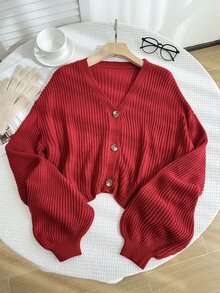 Comfortcana Sweater Pullover Ukuran Besar Warna Burgundy untuk Natal/Musim Dingin - Burgundy - View 5