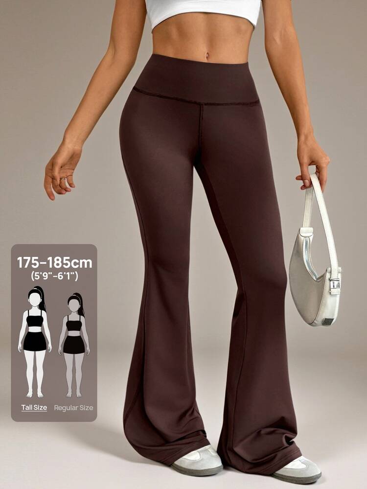 SHEIN Tall Women's High Waist Elastic Yoga Pants, Slimming Fitness Leggings Dark Brown Casual Sporty For Women, Tall Women Gym Autumn - Brown - View 11