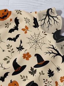 Mellowie Halloween Pumpkin & Bat Print Plus Size Casual V-Neck Ruffle Blouse, Suitable For Summer And Party Fall - Multicolor - View 4