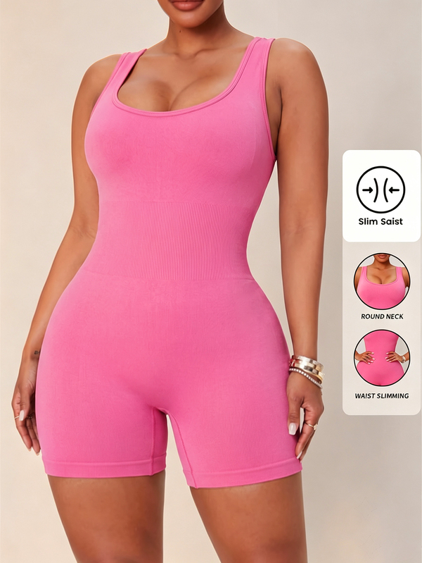 SHEIN Rhythm Era Dam romper i plus size, enfärgad, avslappnad, för vardag, utomhus och sport