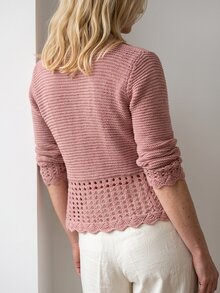 Sprig & Strand Women's Fashion Versatile Button Crochet Knit Thin Cardigan - Dusty Pink - View 2