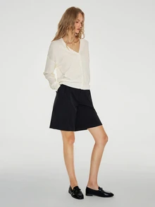 ATUI Studio Loose Fit Knit Cardigan, Dropped Shoulder Long Sleeve, Blend, Minimalist Basic Autumn Office Off-White - Beige - View 5