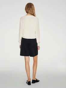ATUI Studio Loose Fit Knit Cardigan, Dropped Shoulder Long Sleeve, Blend, Minimalist Basic Autumn Office Off-White - Beige - View 6