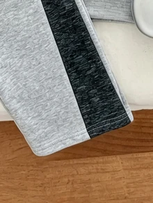 Young Boys 2pcs Color Block Raglan Sleeve Casual Sweatshirt And Side Stripe Sport Pants Grey Sweatsuit Set For Fall/Winter - Grey - View 4