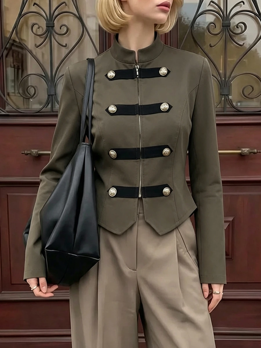 Struktiv Chaqueta con botones delanteros y cremallera - Verde Oliva - Ver 1