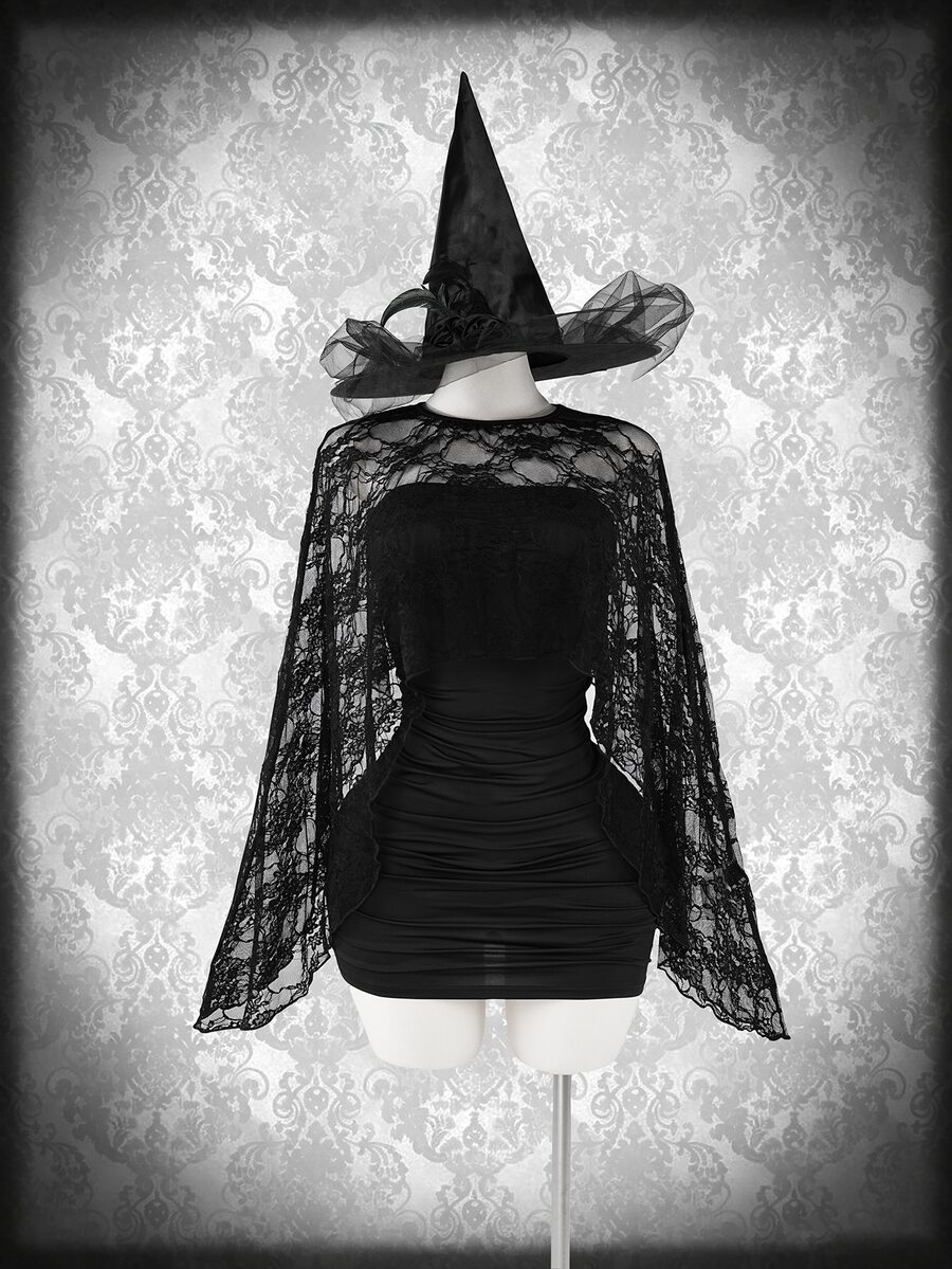 SaltGleam SaltGleam Setelan 2 Potong Hitam Polos, Bolero Pendek Transparan Berenda Bunga + Gaun Mini Bodycon Tanpa Lengan dengan Detail Kerut, Gaya Elegan Gelap, Cocok untuk Kencan, Pesta, Acara Malam, Paduan Gaya Gothic, Cocok untuk Pakaian Wanita Musim Semi, Musim Panas, dan Musim Gugur - Hitam - View 1