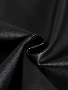 Young Girls Black PU Jacket, Lapel Zipper Design Front Opening Coat, Autumn/Winter Style, Suitable For Sports, Outings, Parties, School Wear - Black - View 6