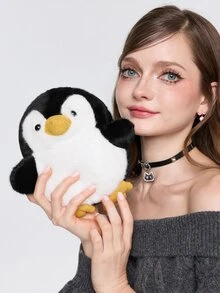 ROMWE Kawaii 1 Creative Penguin Women's Crossbody Bag, Personalized Shoulder Bag, Fashionable Coin Purse, Mobile Phone Bag, Birthday Gift. - Black and White - View 3