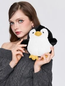 ROMWE Kawaii 1 Creative Penguin Women's Crossbody Bag, Personalized Shoulder Bag, Fashionable Coin Purse, Mobile Phone Bag, Birthday Gift. - Black and White - View 6