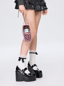 ROMWE Y2K Cute & Sexy Girl Style Creative Pouch Cellphone Bag, 2024 New Chain Shoulder Crossbody Wallet Purse , Kawaii ,Pink Bag - Pink - View 8