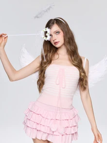 ROMWE Kawaii 3pcs Natural Feather Material White Angel Wings Set, Perfect For Festival Angel Costume, Photo Shoot, Stage Performance And Cosplay Prop Halloween,Party - White - View 4