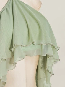 SHEIN ICON Women's Multi-Layer Ruffle Halter Neck Backless Sexy Dress Night Out Sage Green Summer - Mint Green - View 7