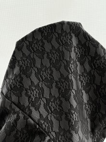 SHEIN LUNE 休閒性感飄逸女款秋季蕾絲印花PU短褲，黑色夜店派對秋季女裝，女款上班穿搭冬裝 - 黑色 - 查看 8