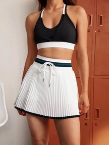 CourtClass Women's Colorblock Pleated Casual Athletic Versatile Daily Travel Sports Skorts Golf White Summer - Multicolor - View 6