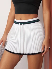 CourtClass Women's Colorblock Pleated Casual Athletic Versatile Daily Travel Sports Skorts Golf White Summer - Multicolor - View 4