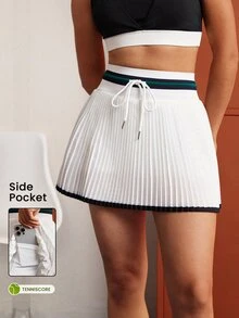 CourtClass Women's Colorblock Pleated Casual Athletic Versatile Daily Travel Sports Skorts Golf White Summer - Multicolor - View 1