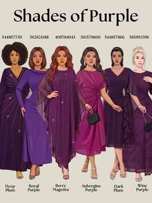 Reflora Plus Size Elegant Solid Color Lace Party Dress - Purple - View 10