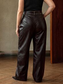 Anewsta Women's Black Leather Pants, Autumn/Winter, Maillard Style, Fashionable Vintage Commute Versatile Washed Distressed Long Pants - Black - View 8