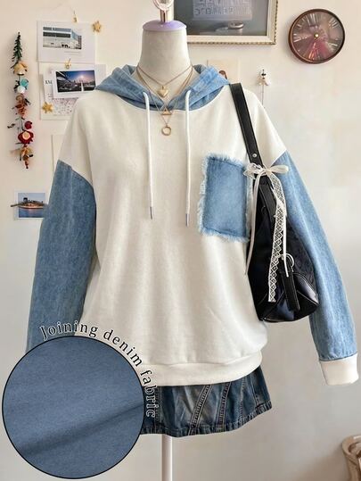 Lalippa Autumn Casual Colorblock Hooded Sweatshirt