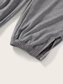 SHEIN Rhythm Era Plus Solid Elastic Waist Sports Pants - Dark Grey - View 5