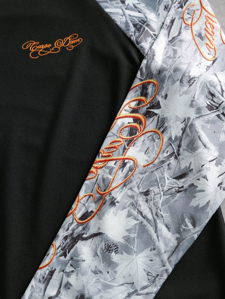 Coolqubz 1 buah Kaos Pullover Raglan Leher Bulat Gaya Jalanan Pria/Remaja, Desain Blok Warna yang Menarik, Kain Nyaman, Cocok untuk Gaya Jalanan dan Pakaian Kasual Olahraga, Koleksi Baru Musim Semi/Gugur, Cocok untuk Berbagai Musim - Hitam - View 6