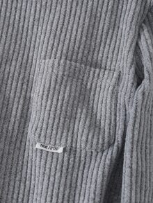 Teen Boys Cozy Ribbed Pajama Set Long Sleeve Pocket Crewneck Pjs Grey Soft Loungewear Winter Fall Sleepwear For Home Pajama Party - Grey - View 7