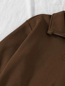 SHEIN Elladie kids 少女長袖 1/4 拉鍊條紋 Polo 領抓絨套頭衛衣，美式學院風寬鬆版型馬匹圖案秋冬上衣 - 彩色 - 查看 8