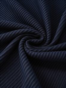 Franclia 2pcs Set:Elegant Navy Blue Button Decor Ribbed T-Shirt&Casual Wide Leg Pants For Autumn Office,Minimalist Round Neck Short Sleeve Knit Top&Pants Set - Royal Blue - View 6