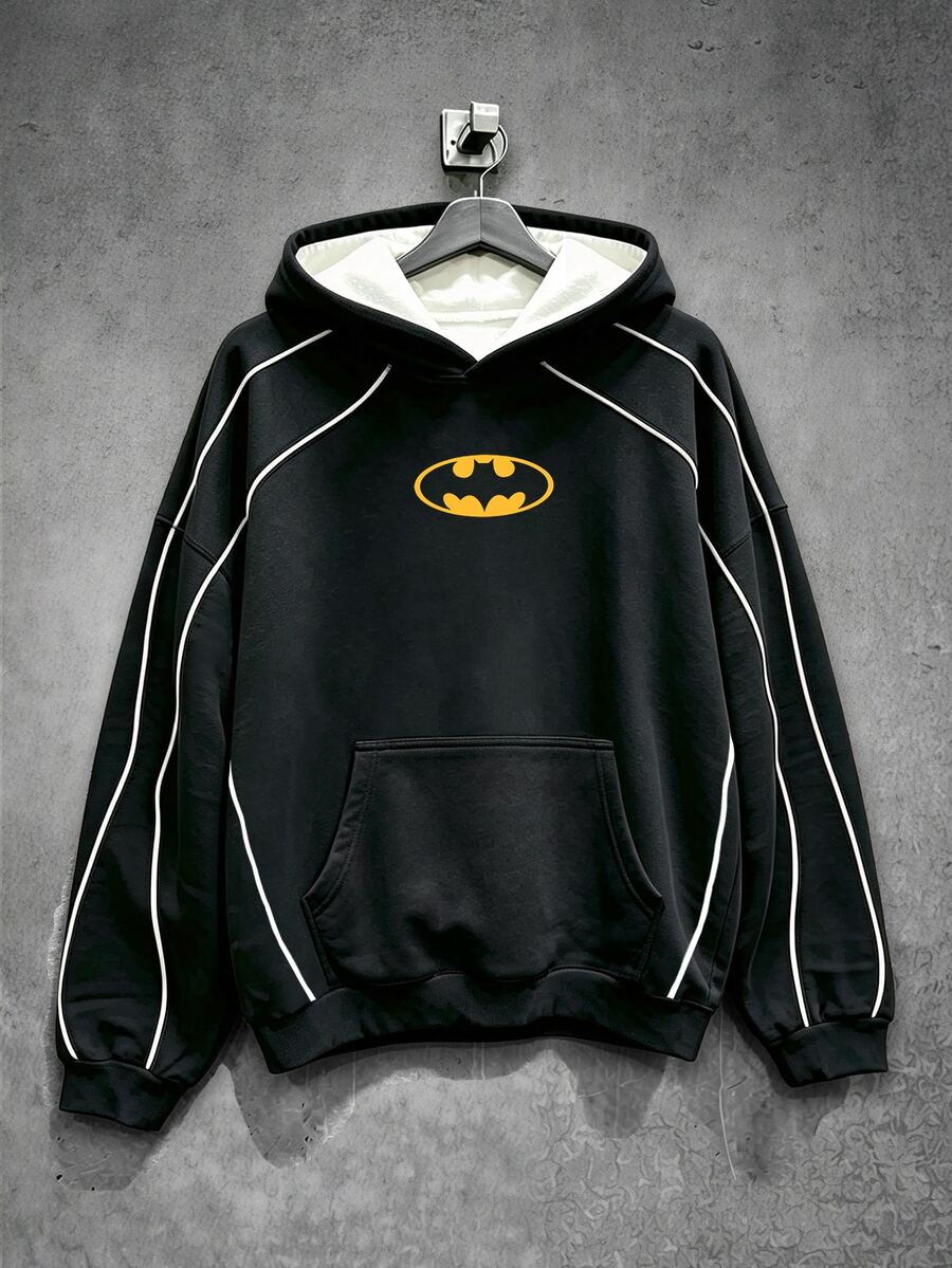 BATMAN X SHEIN Manfinity EMRG Men's Casual Everyday Wear, Essential For Outings, INS Style, Young Streetwear, Loose Fit Long Sleeve Hoodie - Multicolor - View 1