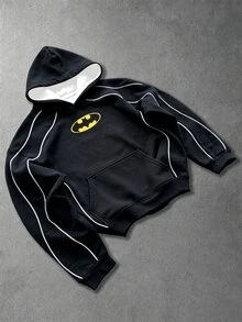 BATMAN X SHEIN Manfinity EMRG Men's Casual Everyday Wear, Essential For Outings, INS Style, Young Streetwear, Loose Fit Long Sleeve Hoodie - Multicolor - View 4