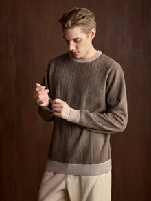 Manfinity CityGents 男士秋冬針織套頭毛衣 - 咖啡棕 - 查看 7