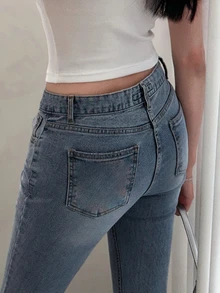 DAZY Women's Stretch Slim Fit Flare Elegant Jeans, All Season - Light Wash - View 5