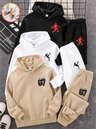 SHEIN 3pcs Kids Tween Boy Casual Versatile Style Black Grey Multicolor Sweatpants Suitable For Commuting School Daily Casual Outings Sports Spring Summer Autumn Winter