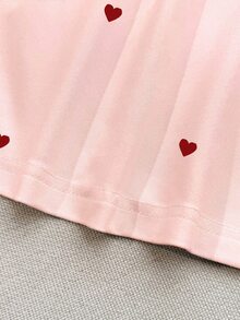 EMERY ROSE Women's Plus Size T-Shirt With Heart-Shaped Pattern, Long Sleeve, Casual Style, Party-Ready Round Ne - Multicolor - View 5