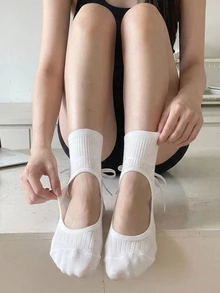 DAZY Autumn Summer Korean Style Hollow Out Cutout Lace-Up Sweet Base Socks Casual Home Women White Sports Socks - White - View 2