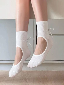DAZY Autumn Summer Korean Style Hollow Out Cutout Lace-Up Sweet Base Socks Casual Home Women White Sports Socks - White - View 1