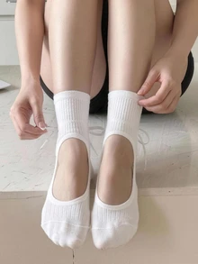 DAZY Autumn Summer Korean Style Hollow Out Cutout Lace-Up Sweet Base Socks Casual Home Women White Sports Socks - White - View 8