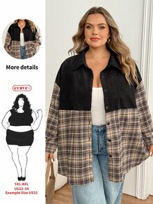 SHEIN CURVE+ 女款大尺碼洋裝 22W 秋季時尚休閒 1920年代復古 80年代寬鬆基礎襯衫 正式度假晚宴黑色 - 彩色 - 查看 2