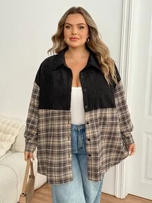 SHEIN CURVE+ 女款大尺碼洋裝 22W 秋季時尚休閒 1920年代復古 80年代寬鬆基礎襯衫 正式度假晚宴黑色 - 彩色 - 查看 6