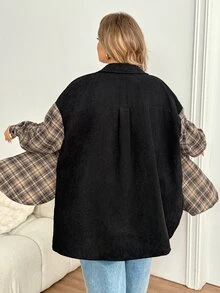 SHEIN CURVE+ 女款大尺碼洋裝 22W 秋季時尚休閒 1920年代復古 80年代寬鬆基礎襯衫 正式度假晚宴黑色 - 彩色 - 查看 3